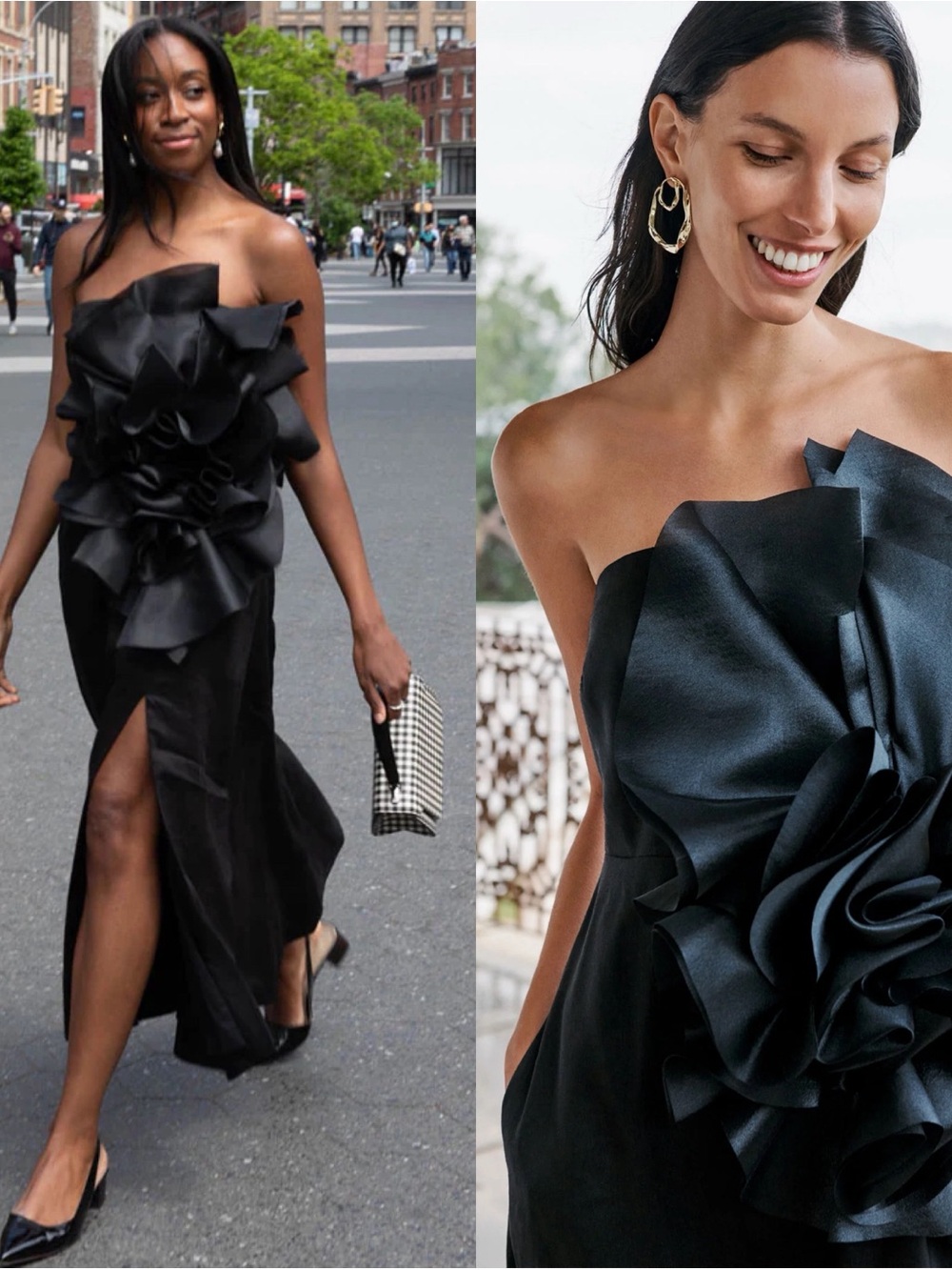 Aje Energy Organza Linen Strapless Black Midi Dress US Size 12